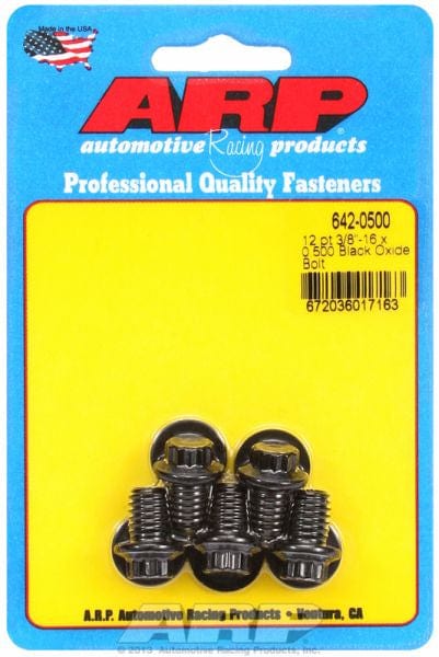 ARP 3/8" UNC x .500" UHL With 3/8" Socket Head ARP fasteners 5-Pack Bolt Kit, 12-Point Head Black Oxide AR642-0500 SR