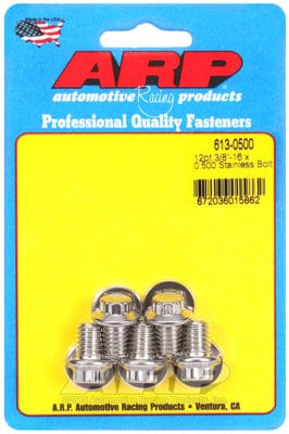 ARP 3/8" UNC x .500" UHL With 3/8" Socket Head ARP fasteners 5-Pack Bolt Kit, 12-Point Head S/S AR613-0500 SR