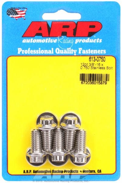 ARP 3/8" UNC x .750" UHL With 3/8" Socket Head ARP fasteners 5-Pack Bolt Kit, 12-Point Head S/S AR613-0750 SR