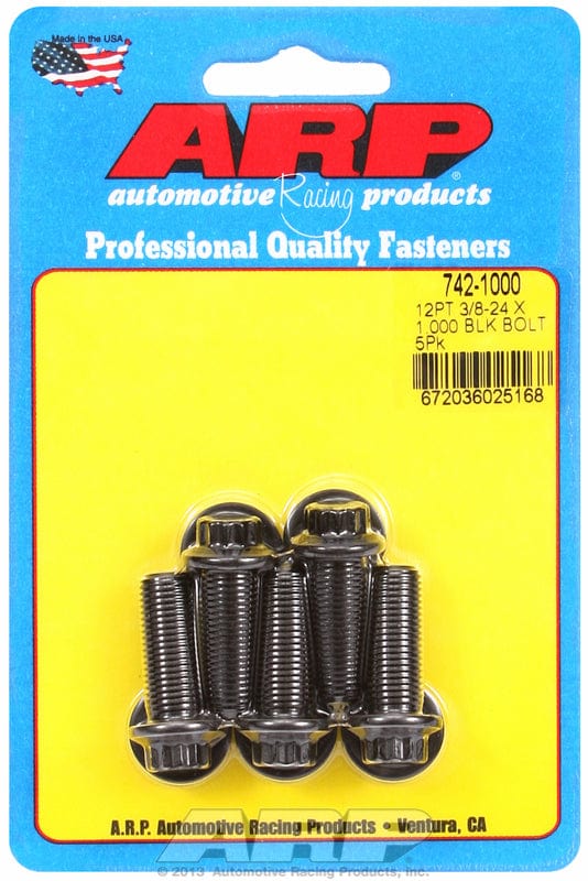 ARP 3/8" UNF x 1.000" UHL With 3/8" Socket Head ARP fasteners 5-Pack Bolt Kit, 12-Point Head Black Oxide AR742-1000 SR