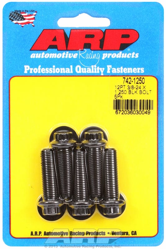 ARP 3/8" UNF x 1.250" UHL With 3/8" Socket Head ARP fasteners 5-Pack Bolt Kit, 12-Point Head Black Oxide AR742-1250 SR