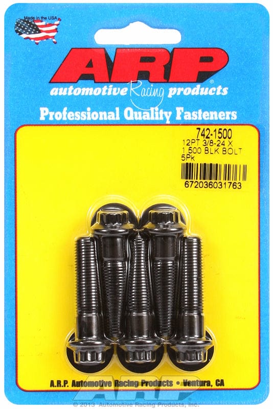 ARP 3/8" UNF x 1.500" UHL With 3/8" Socket Head ARP fasteners 5-Pack Bolt Kit, 12-Point Head Black Oxide AR742-1500 SR