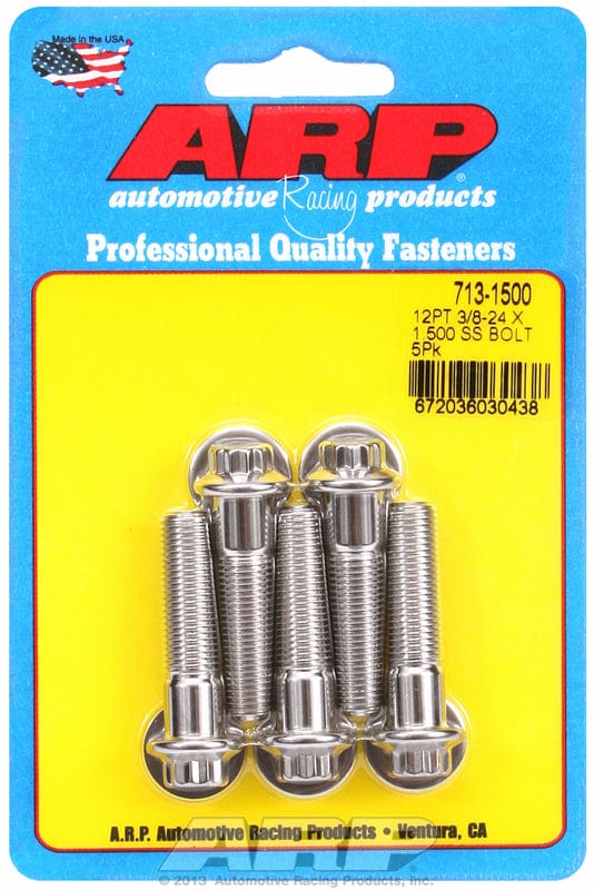 ARP 3/8" UNF x 1.500" UHL With 3/8" Socket Head ARP fasteners 5-Pack Bolt Kit, 12-Point Head S/S AR713-1500 SR