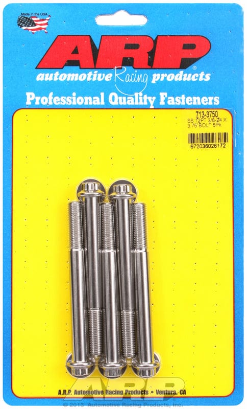 ARP 3/8" UNF x 3.750" UHL With 3/8" Socket Head ARP fasteners 5-Pack Bolt Kit, 12-Point Head S/S AR713-3750 SR