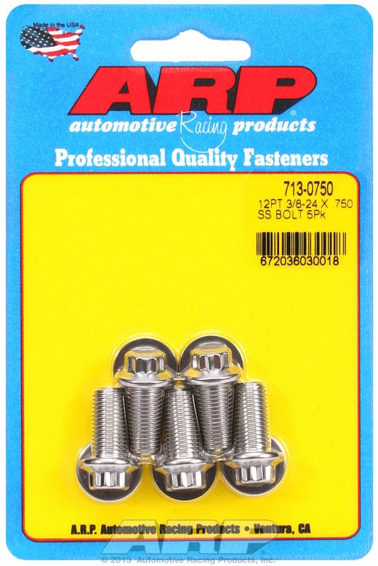 ARP 3/8" UNF x .750" UHL With 3/8" Socket Head ARP fasteners 5-Pack Bolt Kit, 12-Point Head S/S AR713-0750 SR