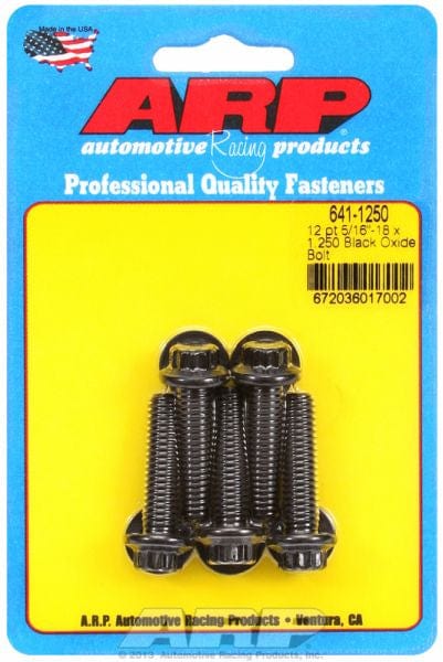 ARP 5/16" UNC x 1.250" UHL With 3/8" Socket Head ARP fasteners 5-Pack Bolt Kit, 12-Point Head Black Oxide AR641-1250 SR