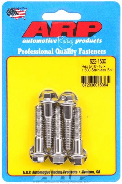ARP 5/16" UNC x 1.500" UHL With 3/8" Socket ARP fasteners 5-Pack Bolt Kit, Hex Head S/S AR622-1500 SR