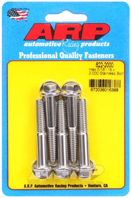ARP 5/16" UNC x 2.000" UHL With 3/8" Socket ARP fasteners 5-Pack Bolt Kit, Hex Head S/S AR622-2000 SR