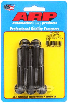 ARP 5/16" UNC x 2.250" UHL With 3/8" Socket Head ARP fasteners 5-Pack Bolt Kit, Hex Head Black Oxide AR651-2250 SR