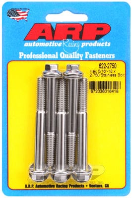 ARP 5/16" UNC x 2.750" UHL With 3/8" Socket ARP fasteners 5-Pack Bolt Kit, Hex Head S/S AR622-2750 SR