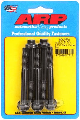 ARP 5/16" UNC x 2.750" UHL With 3/8" Socket Head ARP fasteners 5-Pack Bolt Kit, Hex Head Black Oxide AR651-2750 SR