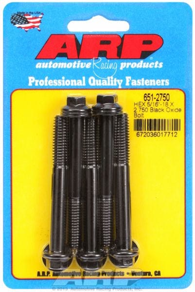 ARP 5/16" UNC x 2.750" UHL With 3/8" Socket Head ARP fasteners 5-Pack Bolt Kit, Hex Head Black Oxide AR651-2750 SR