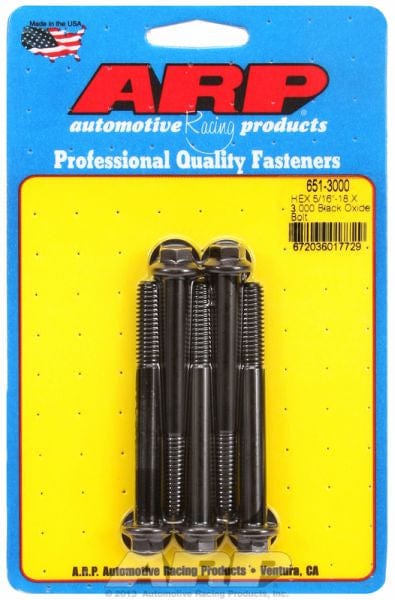 ARP 5/16" UNC x 3.000" UHL With 3/8" Socket Head ARP fasteners 5-Pack Bolt Kit, Hex Head Black Oxide AR651-3000 SR