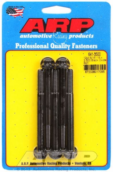 ARP 5/16" UNC x 3.500" UHL With 3/8" Socket Head ARP fasteners 5-Pack Bolt Kit, 12-Point Head Black Oxide AR641-3500 SR