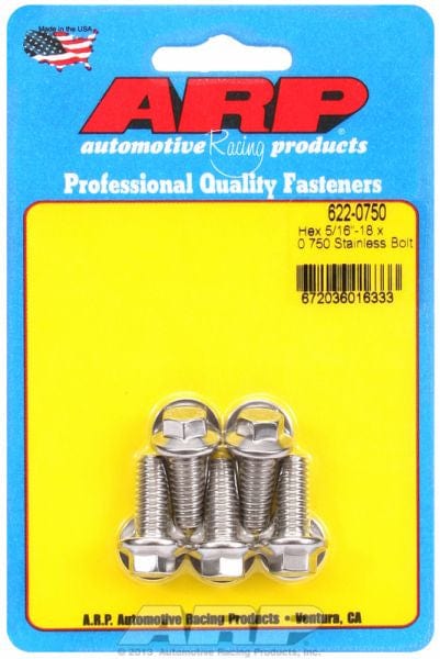 ARP 5/16" UNC x .750" UHL With 3/8" Socket ARP fasteners 5-Pack Bolt Kit, Hex Head S/S AR622-0750 SR