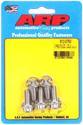 ARP 5/16" UNC x .750" UHL With 3/8" Socket Head ARP fasteners 5-Pack Bolt Kit, 12-Point Head S/S AR612-0750 SR