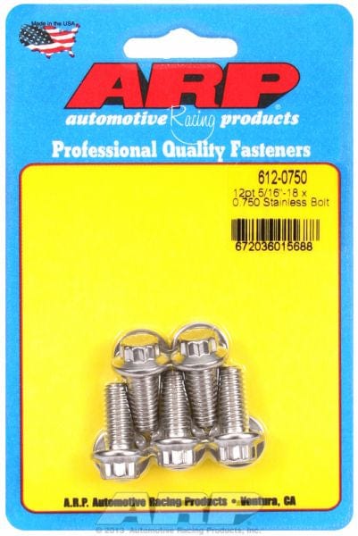 ARP 5/16" UNC x .750" UHL With 3/8" Socket Head ARP fasteners 5-Pack Bolt Kit, 12-Point Head S/S AR612-0750 SR
