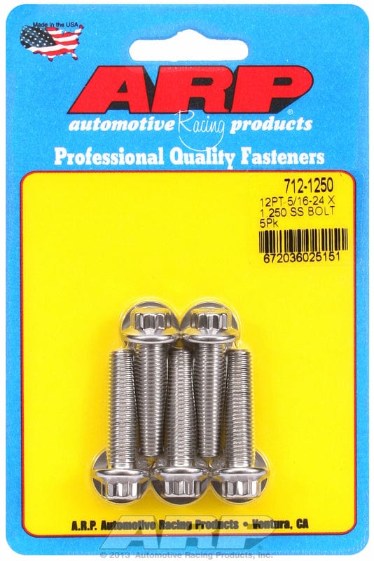 ARP 5/16" UNF x 1.250" UHL With 3/8" Socket Head ARP fasteners 5-Pack Bolt Kit, 12-Point Head S/S AR712-1250 SR