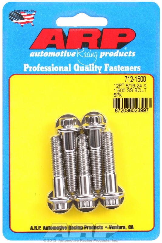 ARP 5/16" UNF x 1.500" UHL With 3/8" Socket Head ARP fasteners 5-Pack Bolt Kit, 12-Point Head S/S AR712-1500 SR