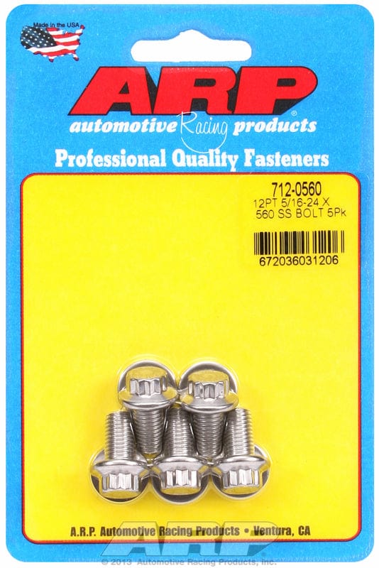 ARP 5/16" UNF x .560" UHL With 3/8" Socket Head ARP fasteners 5-Pack Bolt Kit, 12-Point Head S/S AR712-0560 SR