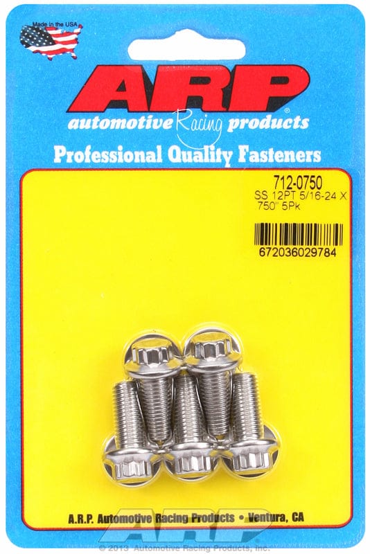 ARP 5/16" UNF x .750" UHL With 3/8" Socket Head ARP fasteners 5-Pack Bolt Kit, 12-Point Head S/S AR712-0750 SR