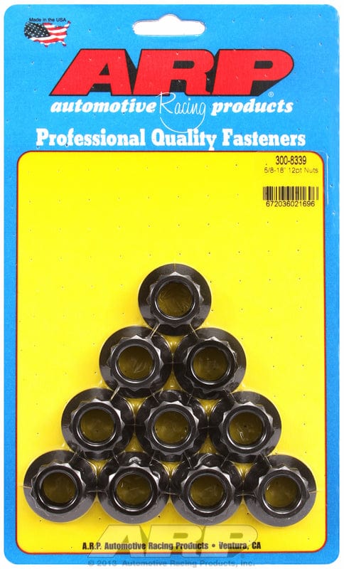 ARP 5/8" UNF Thread, 13/16" Socket (10-Pack) ARP fasteners 12-Point Nut, Chrome Moly Black Oxide AR300-8339 SR