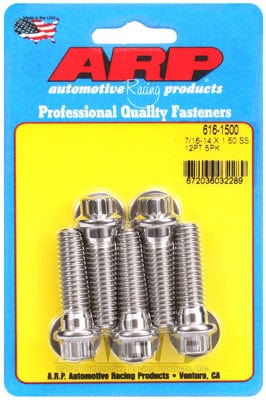 ARP 7/16" UNC x 1.500" UHL With 7/16" Socket Head ARP fasteners 5-Pack Bolt Kit, 12-Point Head S/S AR616-1500 SR