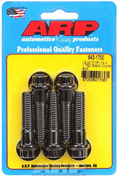 ARP 7/16" UNC x 1.750" UHL With 7/16" Socket Head ARP fasteners 5-Pack Bolt Kit, 12-Point Head Black Oxide AR643-1750 SR