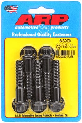 ARP 7/16" UNC x 2.000" UHL With 7/16" Socket Head ARP fasteners 5-Pack Bolt Kit, 12-Point Head Black Oxide AR643-2000 SR