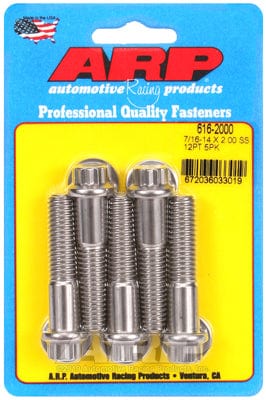 ARP 7/16" UNC x 2.000" UHL With 7/16" Socket Head ARP fasteners 5-Pack Bolt Kit, 12-Point Head S/S AR616-2000 SR