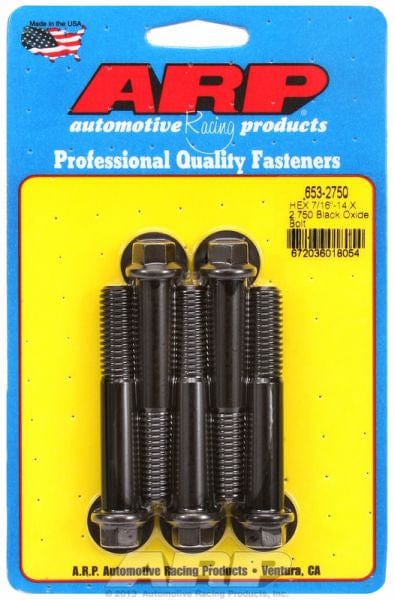 ARP 7/16" UNC x 2.750" UHL With 7/16" Socket Head ARP fasteners 5-Pack Bolt Kit, Hex Head Black Oxide AR653-2750 SR