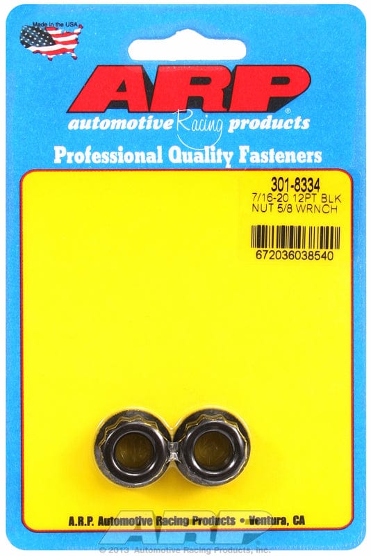 ARP 7/16" UNF Thread, 5/8" Socket (10-Pack) ARP fasteners 12-Point Nut, Chrome Moly Black Oxide AR301-8334 SR