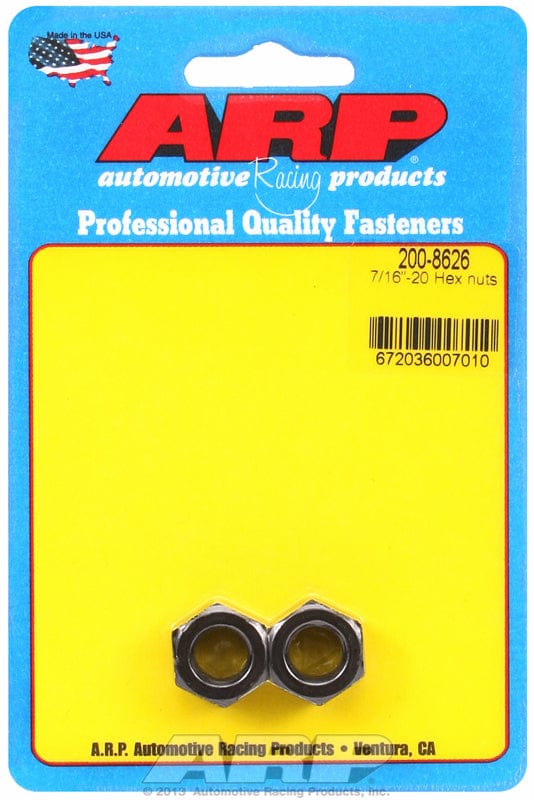 ARP 7/16" UNF Thread x 11/16" Socket (2-Pack ) ARP fasteners Hex Nut With Flange, Chrome Moly AR200-8626 SR