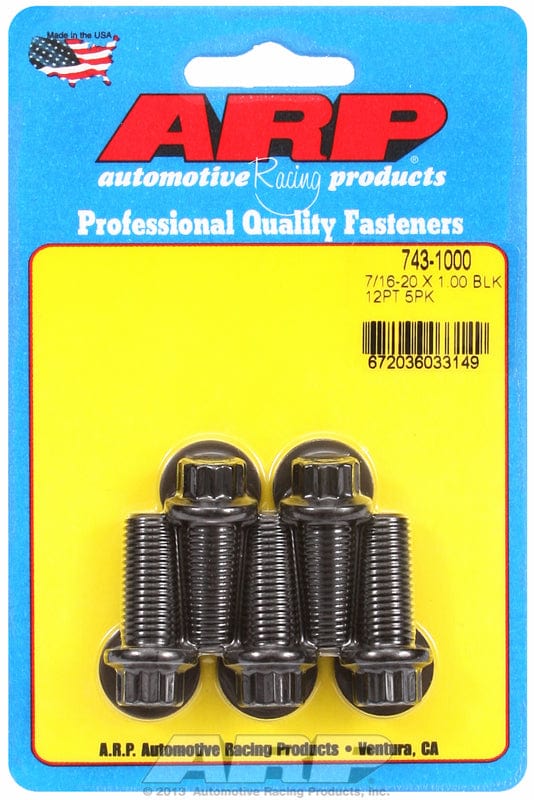 ARP 7/16" UNF x 1.000" UHL With 7/16" Socket Head ARP fasteners 5-Pack Bolt Kit, 12-Point Head Black Oxide AR743-1000 SR