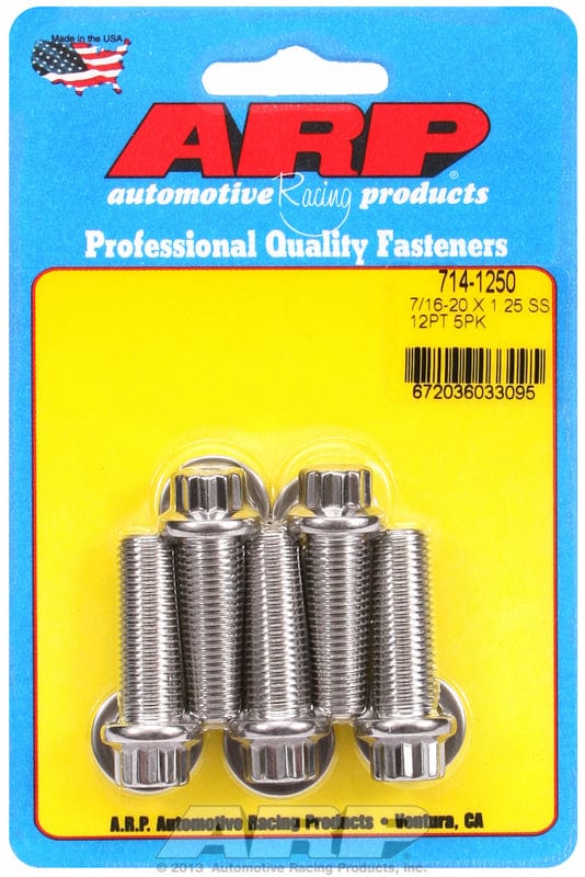 ARP 7/16" UNF x 1.250" UHL With 7/16" Socket Head ARP fasteners 5-Pack Bolt Kit, 12-Point Head S/S AR714-1250 SR