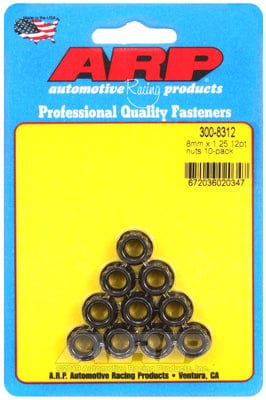 ARP 8mm X 1.25 Thread, 10mm Socket (10 Pack) ARP fasteners 12-Point Nut, Chrome Moly Black Oxide AR300-8312 SR