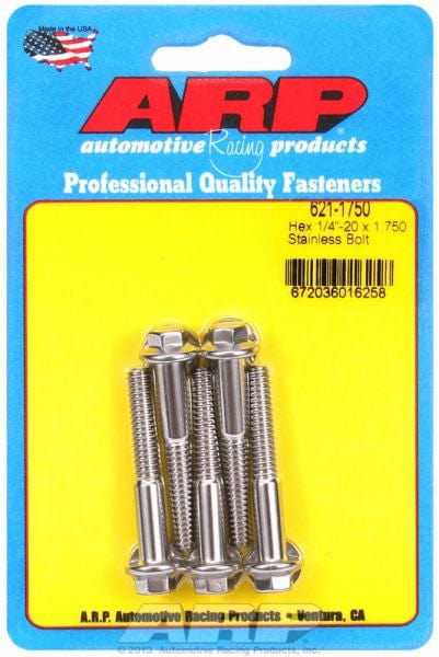ARP fasteners 1/4" UNC x 1.750" UHL With 5/16" Socket Head ARP fasteners 5-Pack Bolt Kit, Hex Head S/S AR621-1750 SR