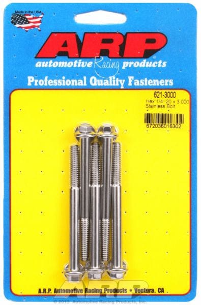 ARP fasteners 1/4" UNC x 3.000" UHL With 5/16" Socket Head ARP fasteners 5-Pack Bolt Kit, Hex Head S/S AR621-3000 SR