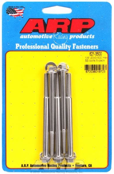 ARP fasteners 1/4" UNC x 3.000" UHL With 5/16" Socket Head ARP fasteners 5-Pack Bolt Kit, Hex Head S/S AR621-3500 SR