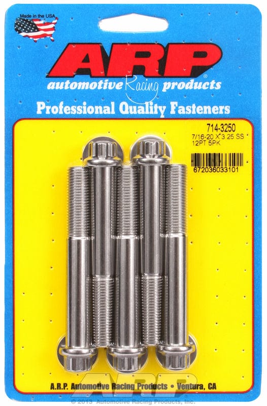 ARP fasteners SS 12PT BOLTS 7/16" UNF x 3.25 ARP fasteners SS 12PT BOLTS 7/16" UNF x 3.25 ARP fasteners SR