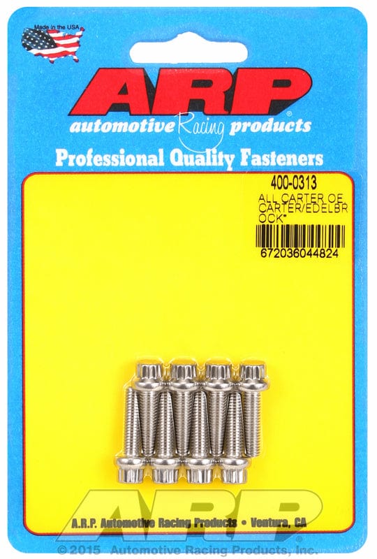ARP fits Carter AFB, Edelbrock Performer & Thunder Series ARP fasteners S/S Carburettor Float Bowl Kit, Hex Head AR400-0313 SR