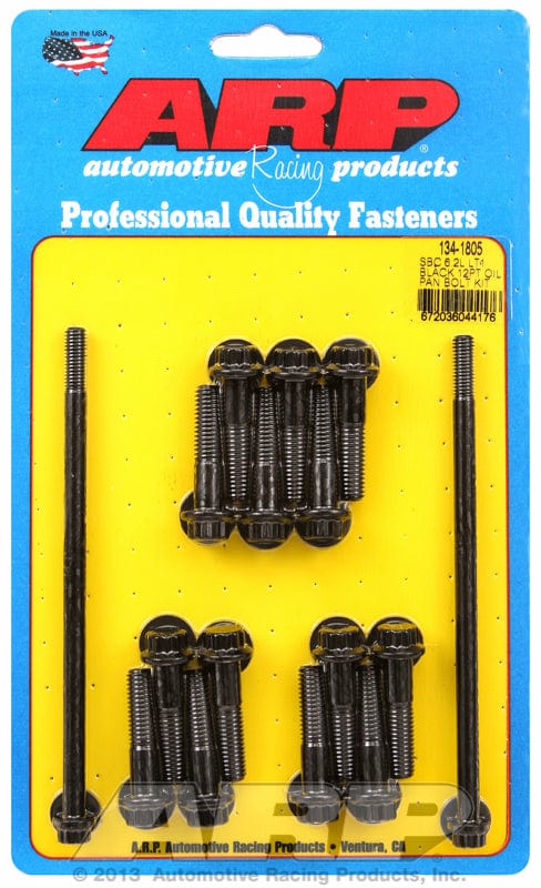 ARP fits Chev LT1 6.2L (2013-On) ARP fasteners Oil Pan Bolt Set, Hex Head Black Oxide AR134-1805 SR