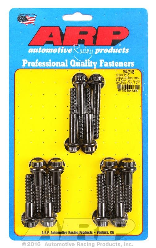 ARP fits Ford 302-351 Cleveland With Edelbrock RPM Air Gap ARP fasteners Intake Manifold Bolt Kit, 12-Point Head Black Oxide AR154-2106 SR