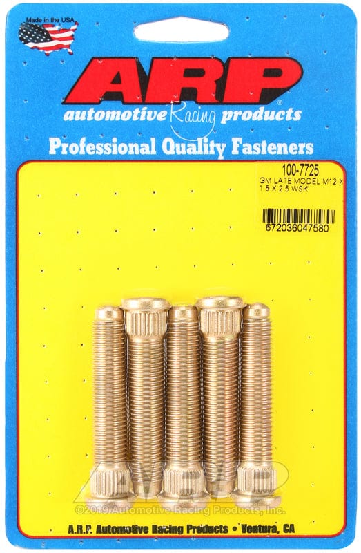 ARP fits GM Camaro, Firebird & Corvette, M12 x 1.50, 2-1/2" UHL (5 Pack) ARP fasteners Competition Wheel Studs AR100-7725 SR