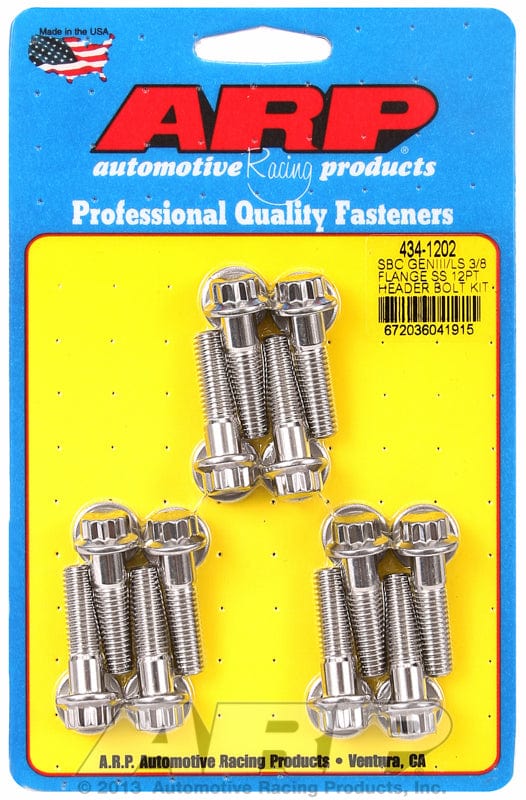 ARP fits GM LS Series M8 X 1.181" UHL (12 Pack) 3/8" Wide Header Flange ARP fasteners Exhaust Header Bolt Kit, 12-Point S/S AR434-1202 SR