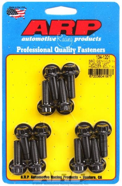 ARP fits GM LS Series M8 X .984" UHL (12 Pack) 1/4" Wide Header Flange ARP fasteners Exhaust Header Bolt Kit, 12-Point Black Oxide AR134-1201 SR