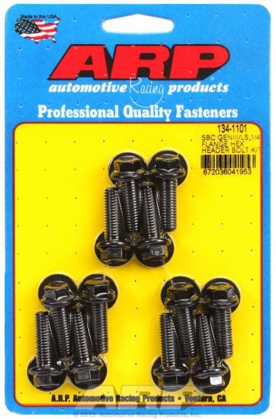ARP fits GM LS Series M8 X .984" UHL (12 Pack) 1/4" Wide Header Flange ARP fasteners Exhaust Header Bolt Kit, Hex Head Black Oxide AR134-1101 SR