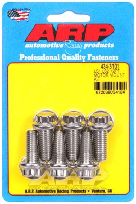 ARP fits GM LS Series, Mounts Bracket To Block (6-Pack) ARP fasteners Motor Mount Bolt Kit, 12-Point Head S/S AR434-3101 SR