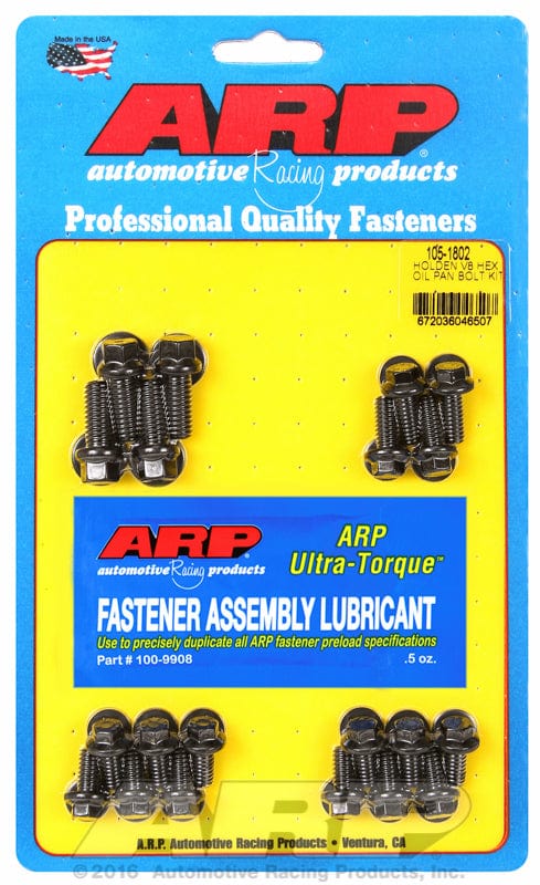 ARP fits Holden V8 253-308 ARP fasteners Oil Pan Bolt Kit, Hex Head Black Oxide AR105-1802 SR
