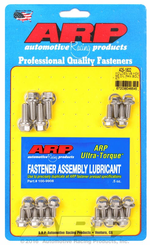 ARP fits Holden V8 253-308 ARP fasteners Oil Pan Bolt Kit, Hex Nut S/S AR405-1802 SR